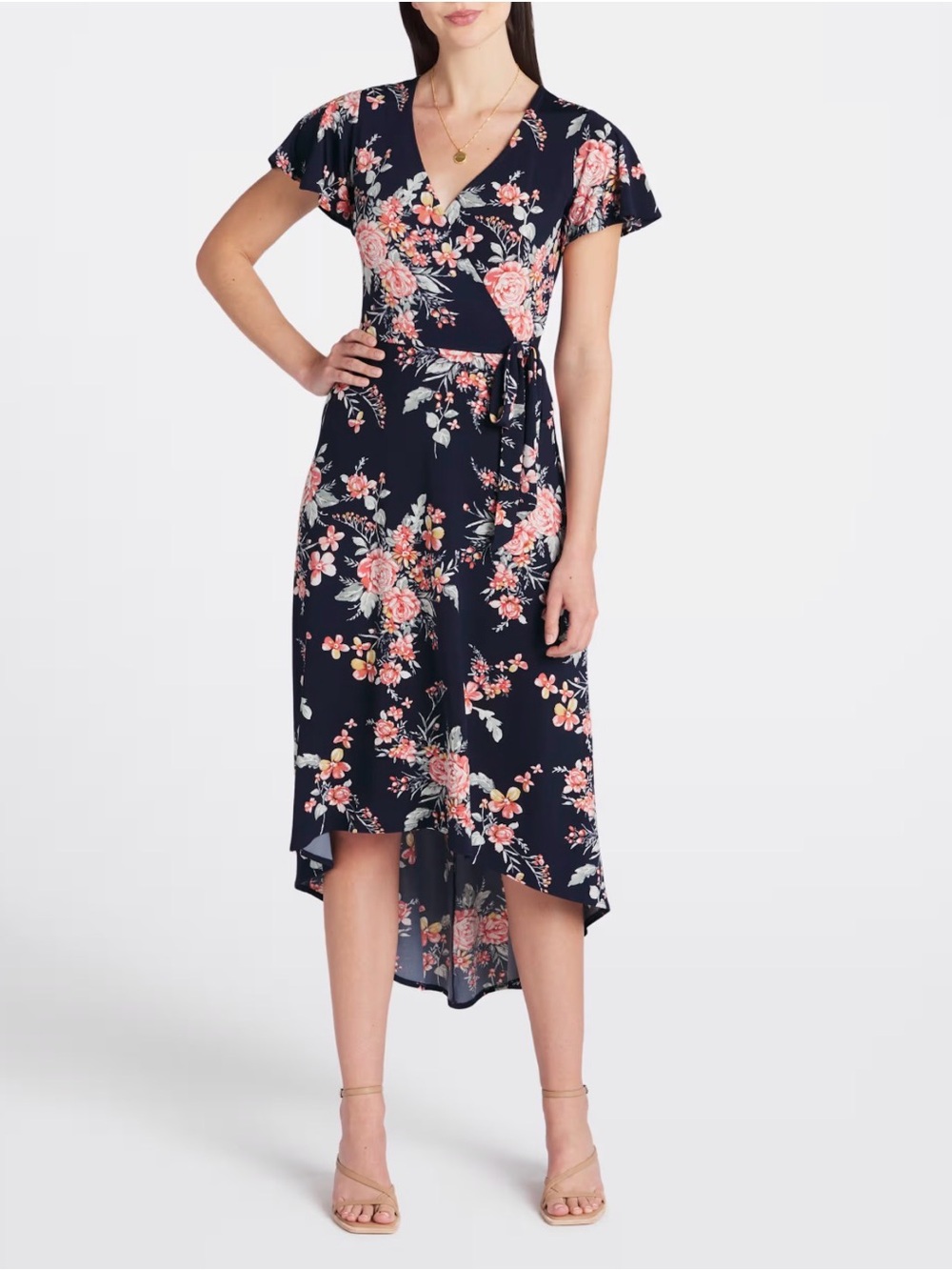 Fortune & Ivy Irene Faux Wrap Brushed Knit Hi Lo Maxi Dress Size XXL